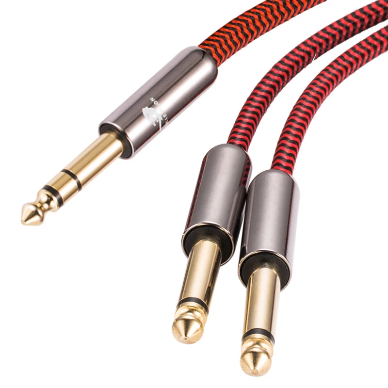 Hi Fi аудио кабель стерео 1/4 дюйма на 2 для консоли усилителя звуковая коробка