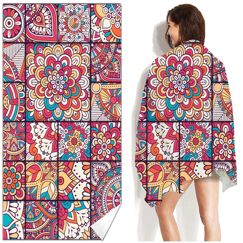 

Women Cover-Ups Swim Beach Floral Printing Quickly Dry Bathing Polyester Comfortable Towel