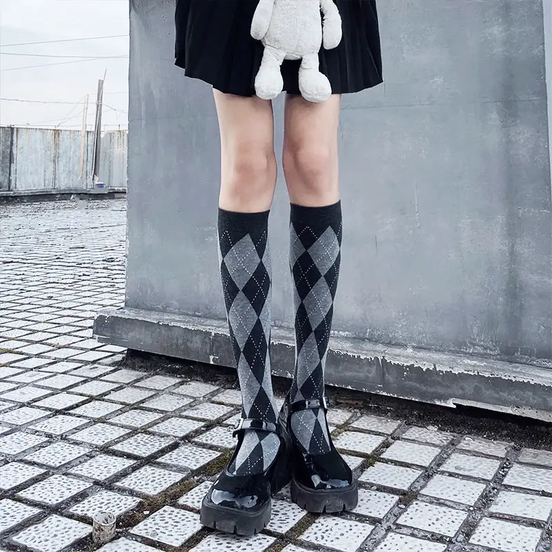 

Autumn and Winter Plaid Socks For Girls Jk Style Women Tide Socks British High Tube Sock Knee High Socks Stocking Trend 2021 New