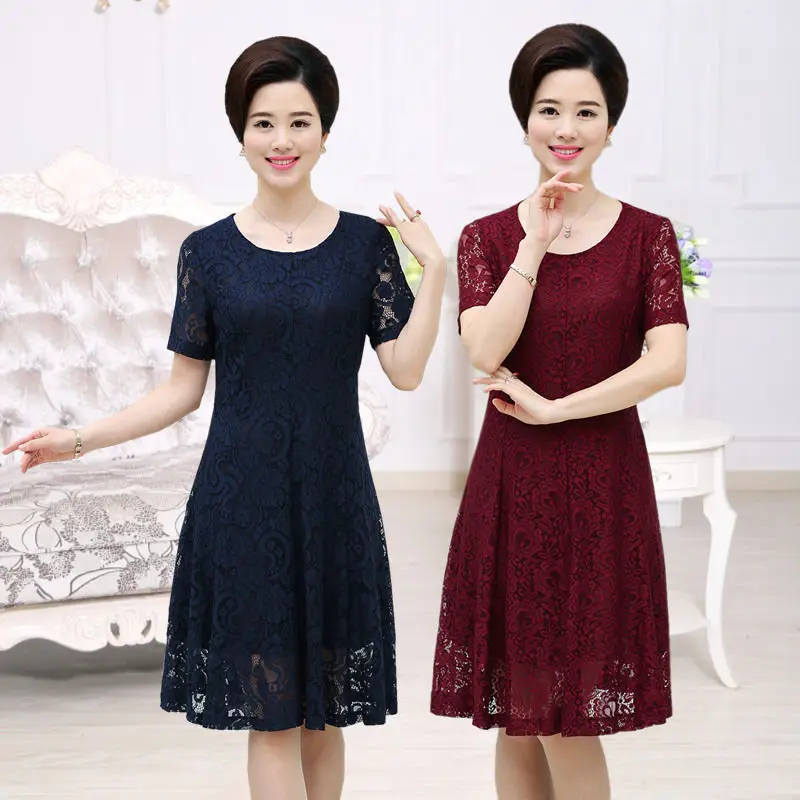 

2021 new women's spring and summer lace dress loose large size fashion Korean casual mid-length dress