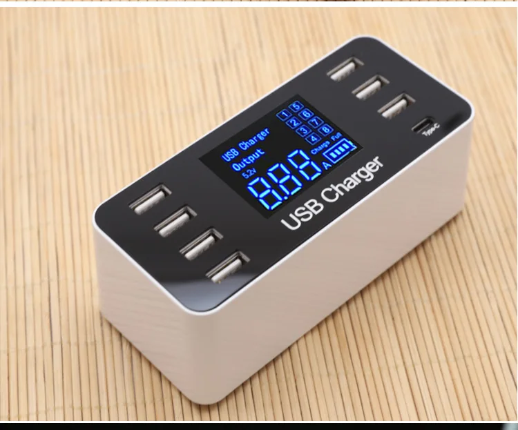 

Зарядное устройство с 8 USB-портами и ЖК-дисплеем