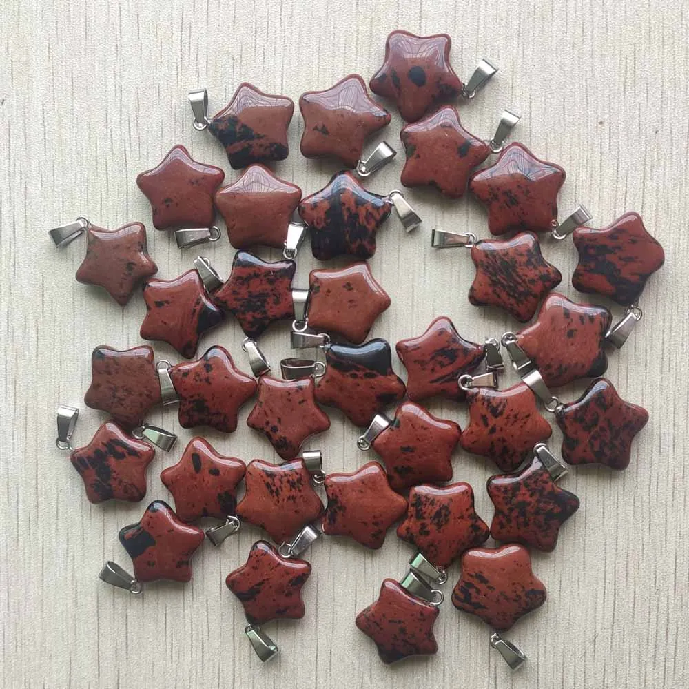 

Wholesale 24pcs/lot new fashion Natural Mahogany Obsidian five star charms pendants for diy jewelry making free shipping
