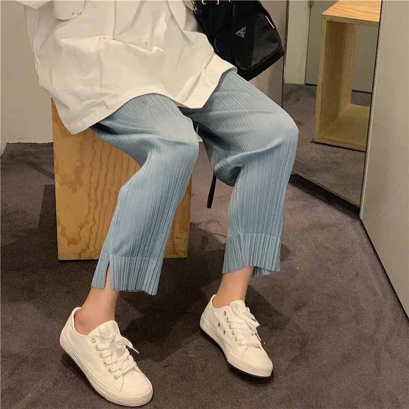 Alien Kitty/Свободные плиссированные удобные спортивные брюки с разрезом однотонные