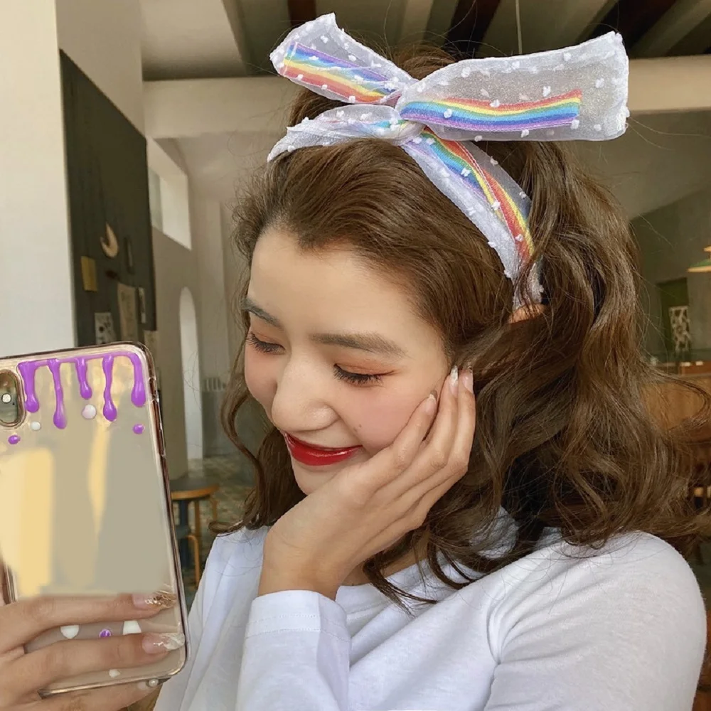 Банданы радужного цвета повязка на голову украшение для волос головной убор