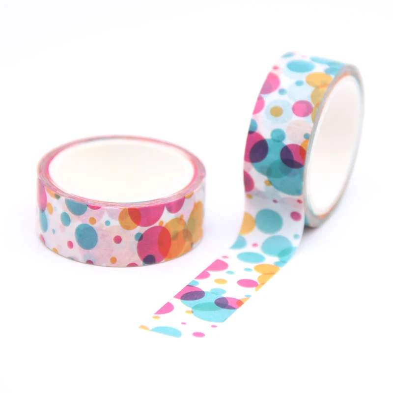 

10pcs/lot 15MM*5M Colorful Circle Balloon Washi Tape Japanese Paper DIY Planner Masking Tape Decorative Stationerywashi tape