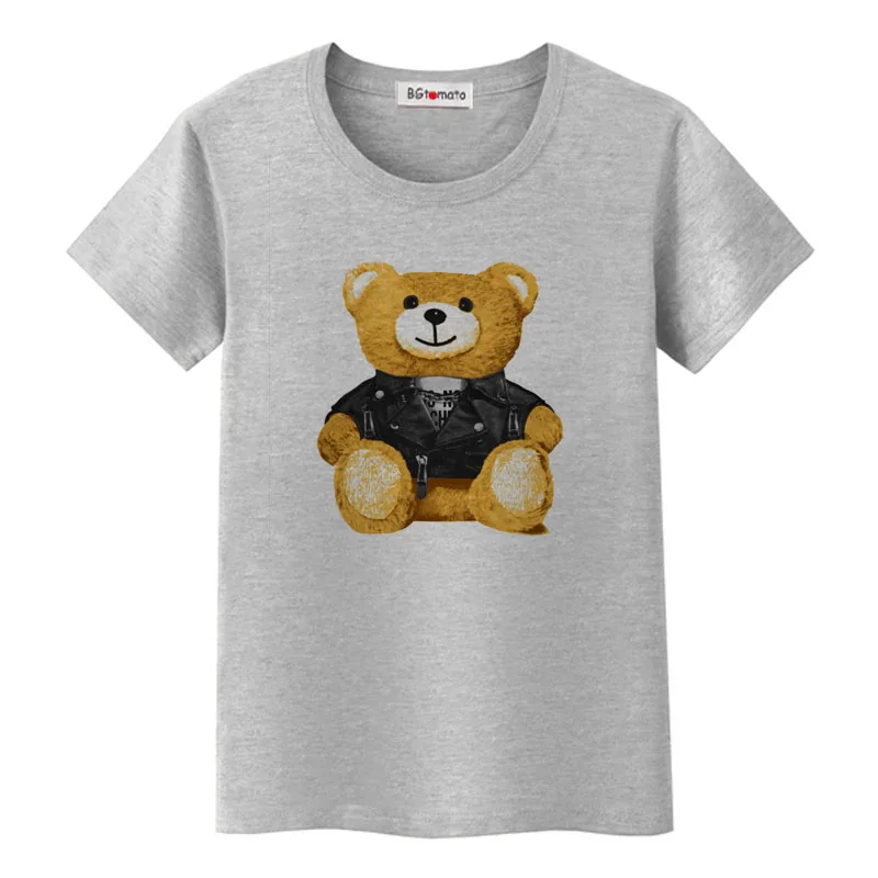 

BGtomato 2022 New Summer Fashion Women's Short Sleeve Super Cute Police Bear T-shirt Girl White Tops Cool Shirt