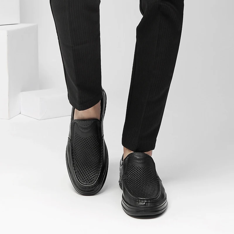 

Men's Shoes genuine Leather Summer Casual Shoe Male Loafers hollow out Mans Loafers Flats Moccasin Soft Breathable shoes men
