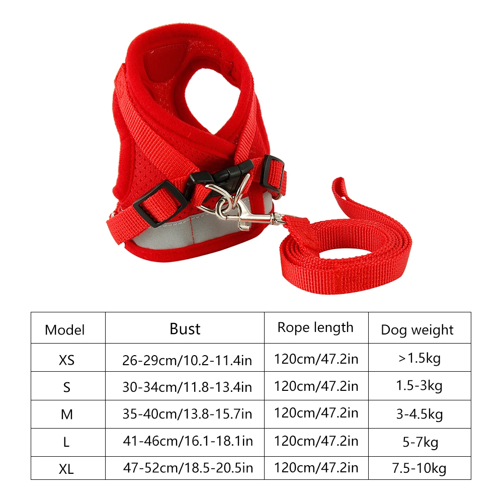Safety Pet Dog Harness and Leash Set Small Medium Dogs Nylon Mesh Puppy Cat Harnesses Vest Reflective Walking Lead Sets | Дом и сад