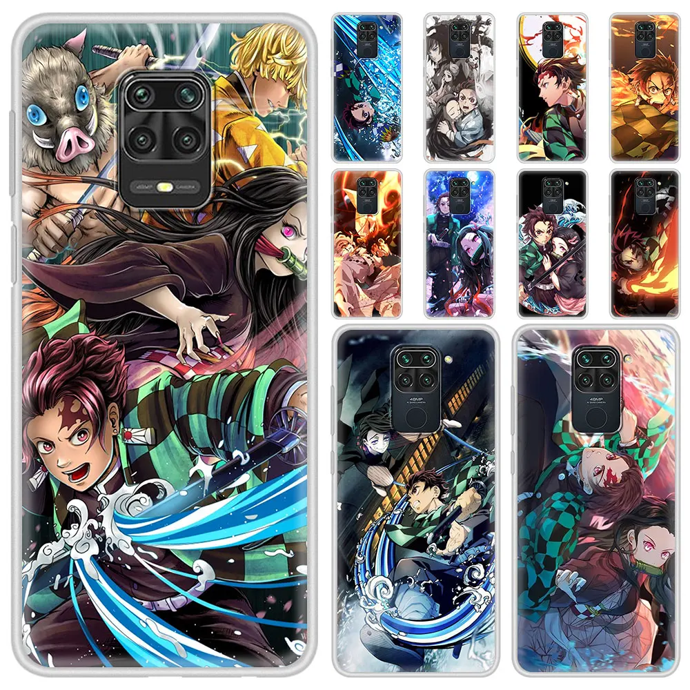 

Translucent Matte Phone Case For Xiaomi Redmi Note 10 9 8 Pro 7 8T 9S 9T K40 Pro 9A 9C Soft Silicone Capa Hot Anime Demon Slayer