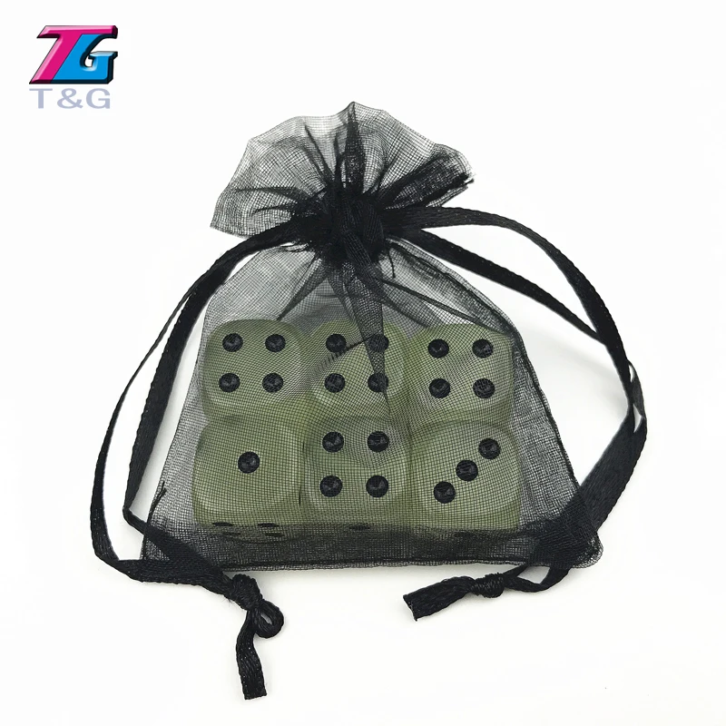 16 мм светящийся набор игральных костей с сумкой 6 шт./компл. пластиковый азартный