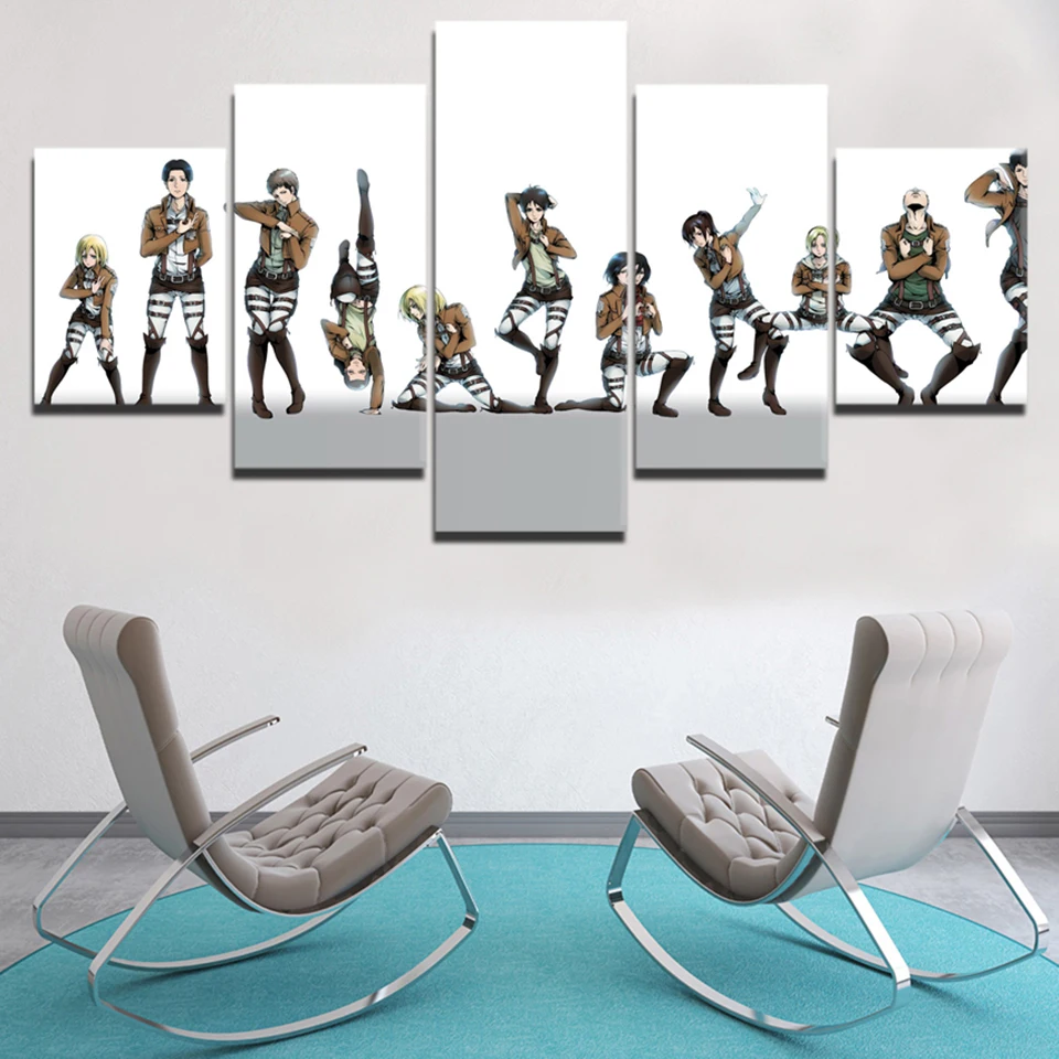 

Canvas Print Pictures Wall Arts 5 Pieces Attacks on Titan Paintings Home Decoration Modular Posters For Living Room Frameworks