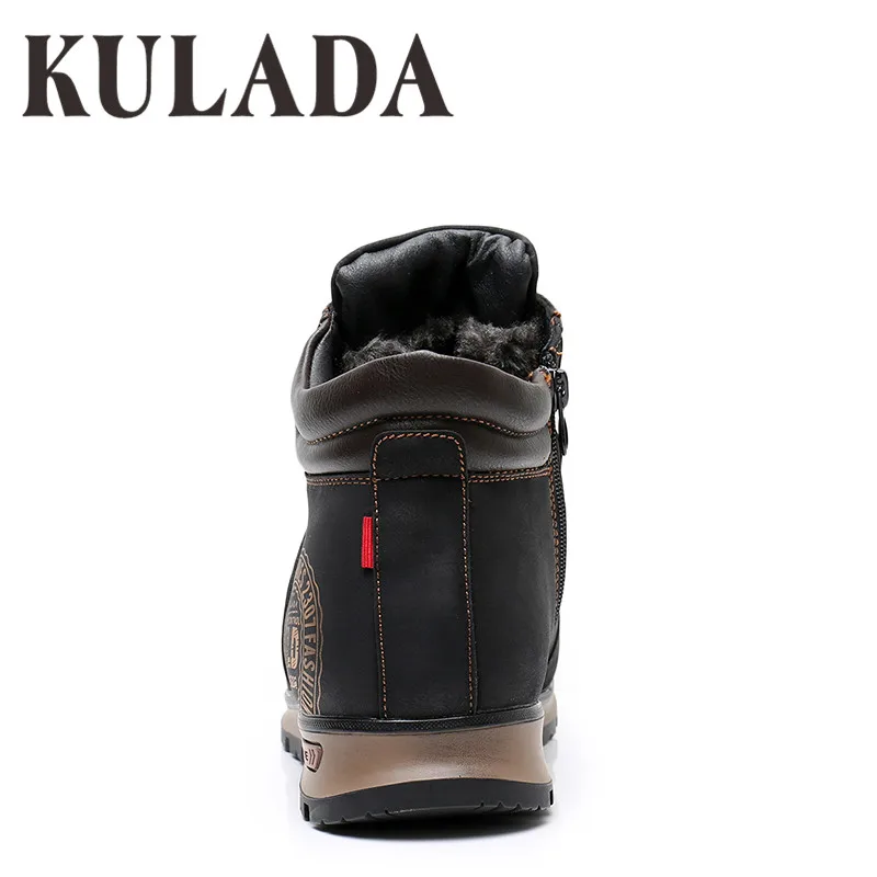 KULADA ботинки; мужские зимние кроссовки; модные зимние теплые ботинки; Мужская дышащая обувь на шнуровке; мужская повседневная обувь