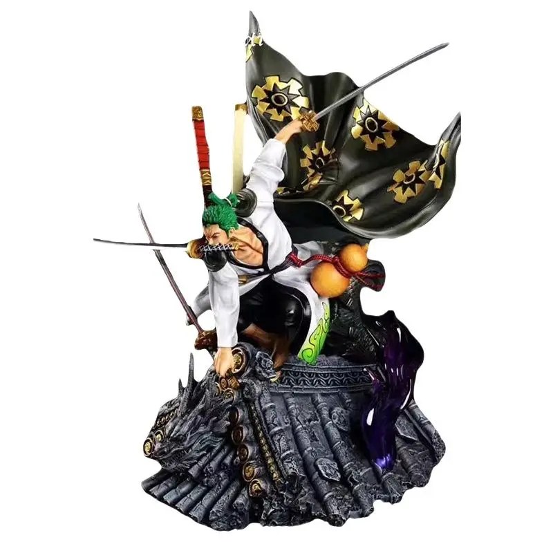 

50cm One Pieces Figure GK Kimono Roronoa Zoro Pvc Model Anime Collection Toy Over Size KO Exquisite Quality Desktop Decoration