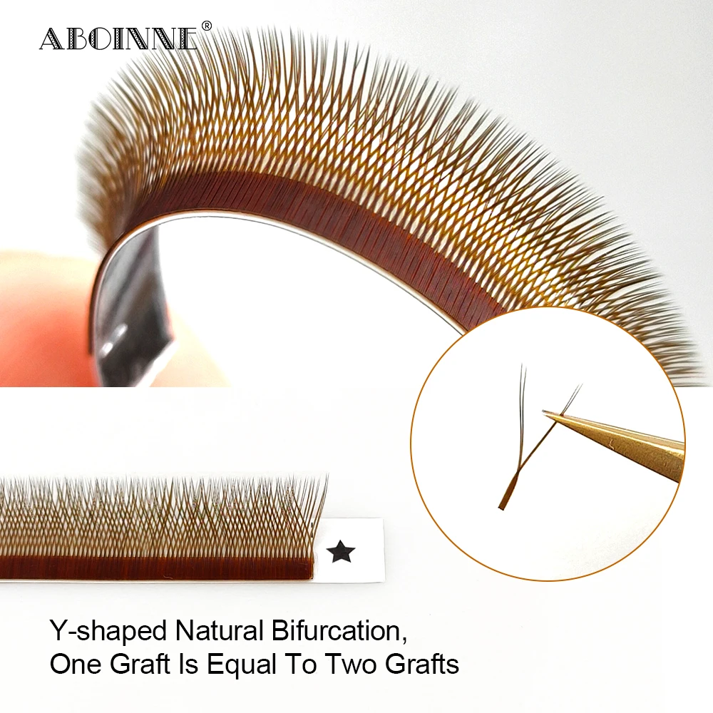 

Abonnie Wholesale Price Y Brown Volume Lashes 100% Hand Made Y Shape Eyelashes Fluffy Cilia Extension For Sale