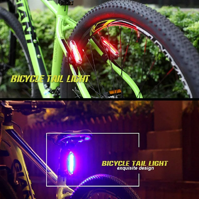 

LED Bike Tail Light Red & Blue USB Rechargeable Waterproof Super Bright Multipurpose Emergency Light