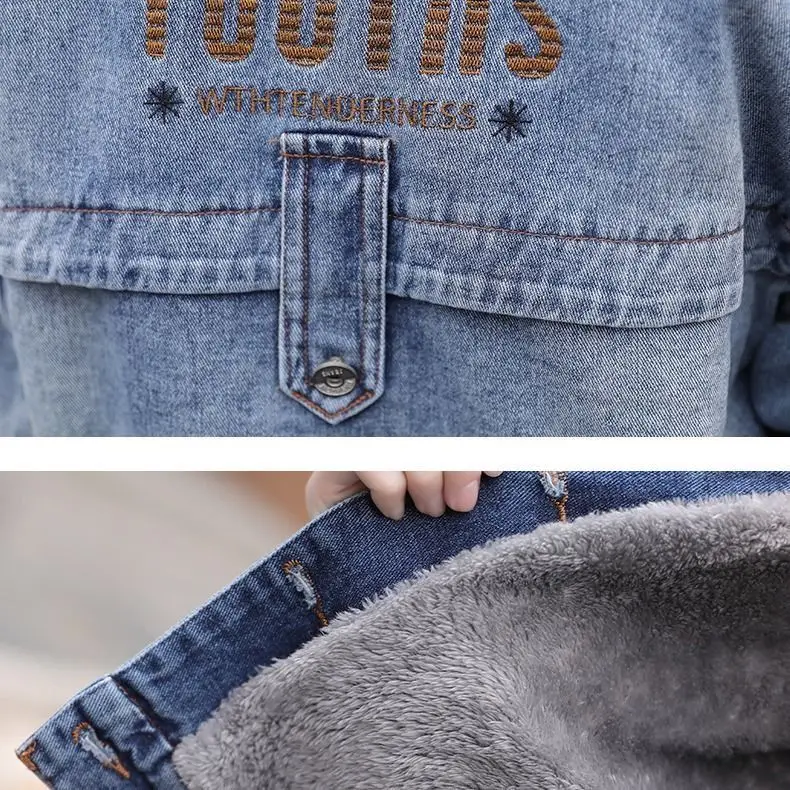 

Black coat denim lamb wool cotton dress women's short plush thickening new winter 2020 Korean jeans