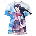 Новые футболки в стиле Харадзюку для мужчин и женщин, Повседневная футболка, мультяшный персонаж из аниме, моногатари, футболка с 3D-принтом