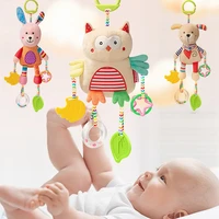 soft baby stroller hanging toys cute animal appease plush doll crib car seat hanging newborn baby rattles toys with teether