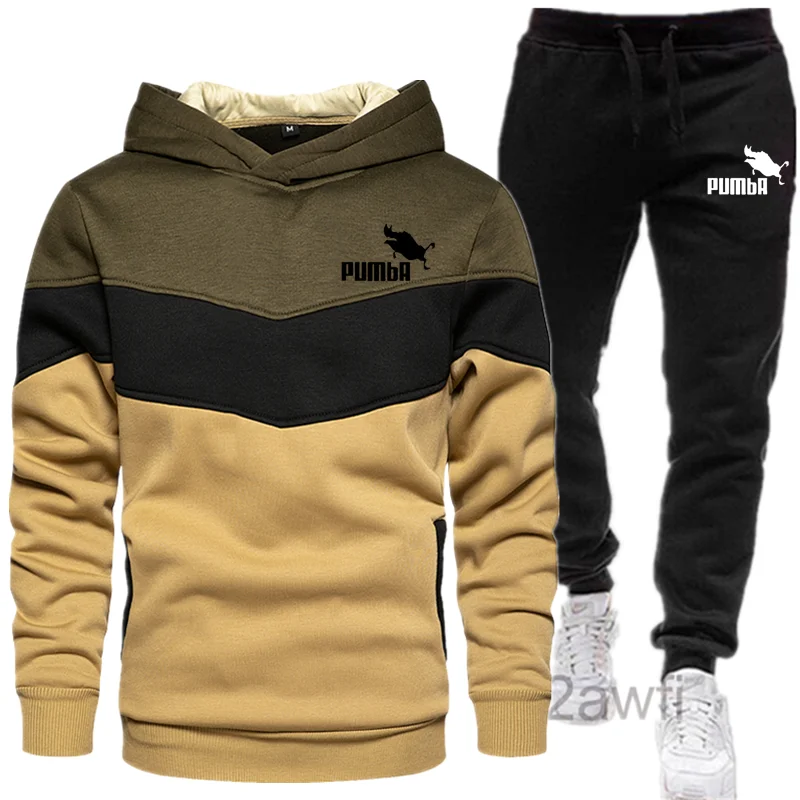 

New Fashion Brand Men Sets Tracksuit Autumn New Men's Hoodies + Sweatpants Suit Hooded Casual Sets Male Clothes