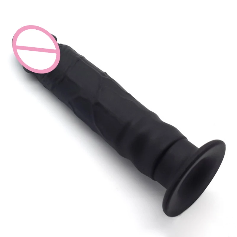 Черный фаллоимитатор с большой присоской для точки G реалистичный анальный
