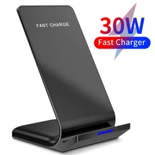 30W Qi Wireless Charger Stand For iPhone 13 12 11 Pro Max XR Samsung S20 Phone Charger Fast Charging Dock Station Phone Holder