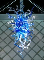mini crystal blue modern led chandelier lights 100 mouth blown ce ul borosilicate