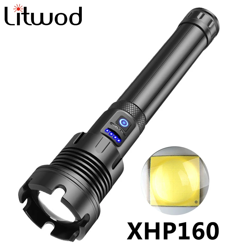Leistungsstarke XHP160 16-core Led Taschenlampe Power Taschenlampe Usb Aufladbare 18650 oder 26650 Batterie Zoomable Aluminium Laterne