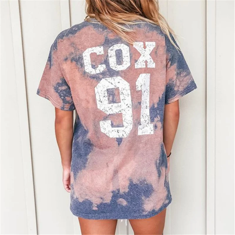 

Vintage Tie Dye Eagle Letter Print Graphic T Shirt Women Casual Oversized Loose Short Sleeve Brand Plus Fashion Tops 2021 Summer