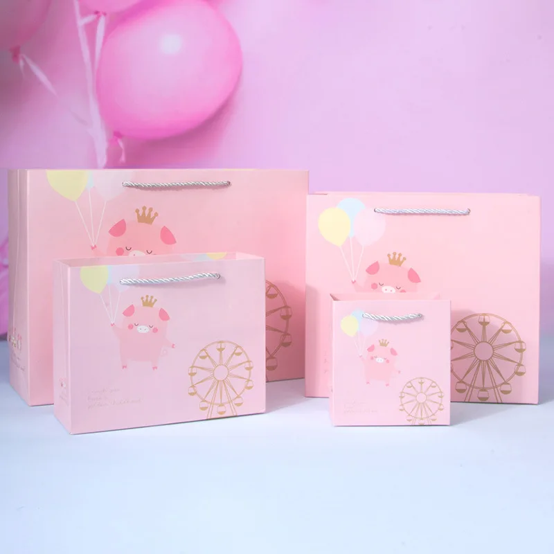 Мультяшная милая розовая свинка девочка мальчик Подарочный пакет воздушный шар