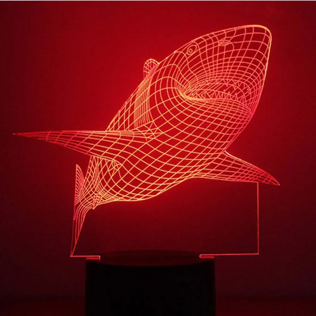 

7 Color 3D Night Light Shark Night Light Eye Care LED Light Bedside Night Lamp Home Decoration Birthday Gift