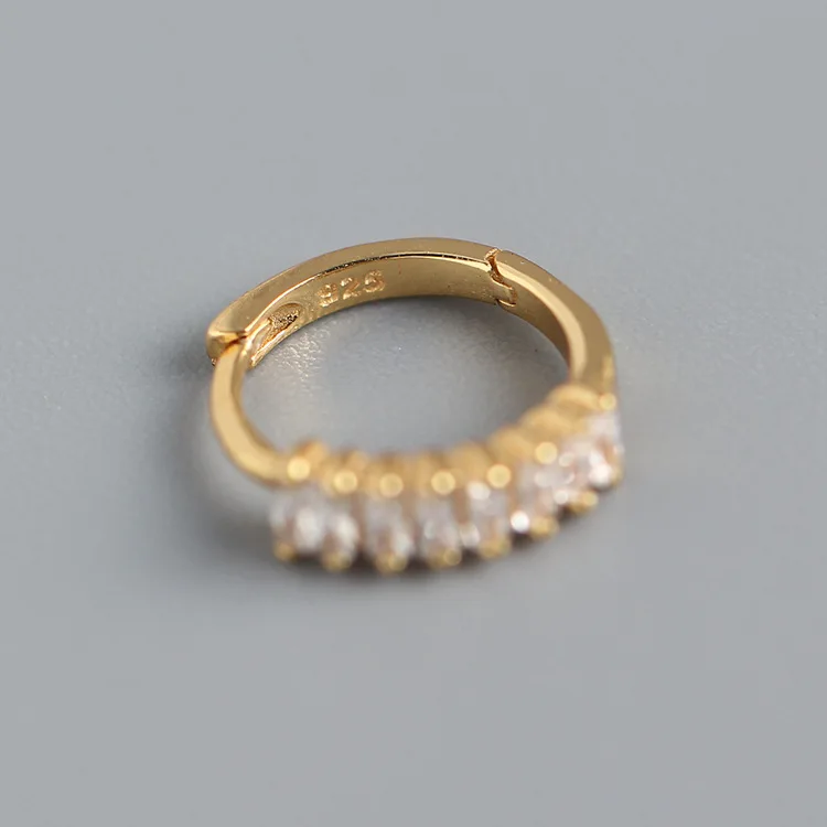 Прозрачный CZ натуральная 925 стерлингового серебра круглые серьги кольца для