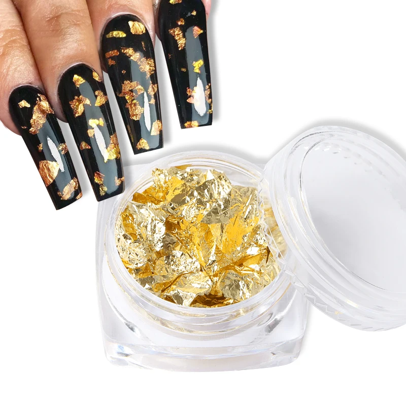 9 Коробки сусальное золото ногтей Фольга для маникюра красочные нерегулярные