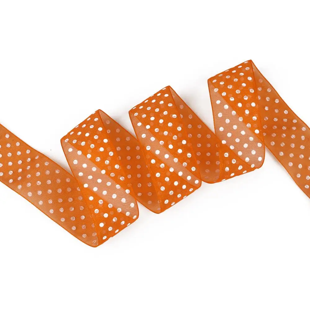 Лента из органзы с принтом в горошек 5 ярдов/пакет 28 мм|garment accessories|bag aribbon ribbon |