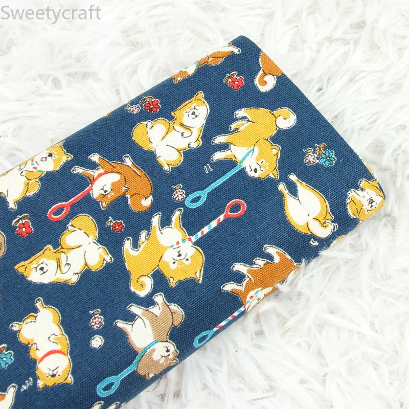 110x45 см Плотная хлопковая ткань по двору Милая животная с принтом Шиба ину tissus telas