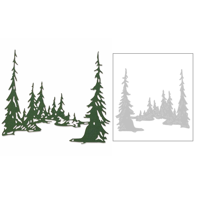 

Новинка 2021, новогодняя елка, металлические Вырубные штампы для рукоделия, изготовление бумаги, фон с лесом, поздравительная открытка, скрап...