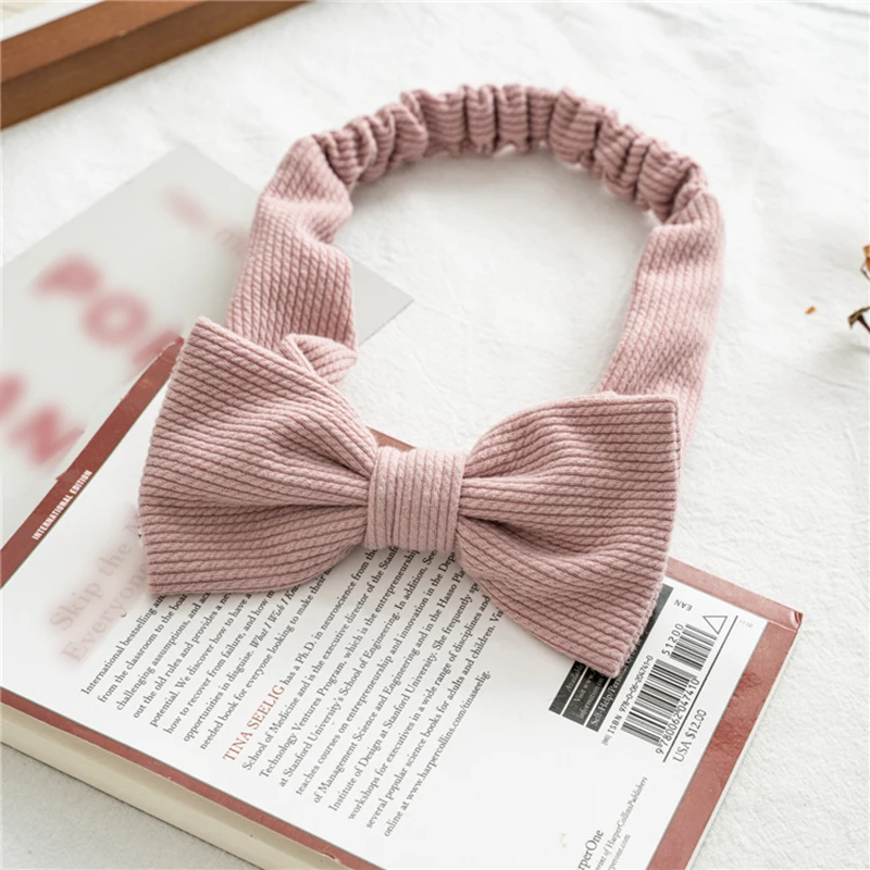 

Sweet Solid Color Knotted Bow Headband Women Big Bows Non-slip Cotton Headband Cross Hairband Elastic Turban Hair Accessories