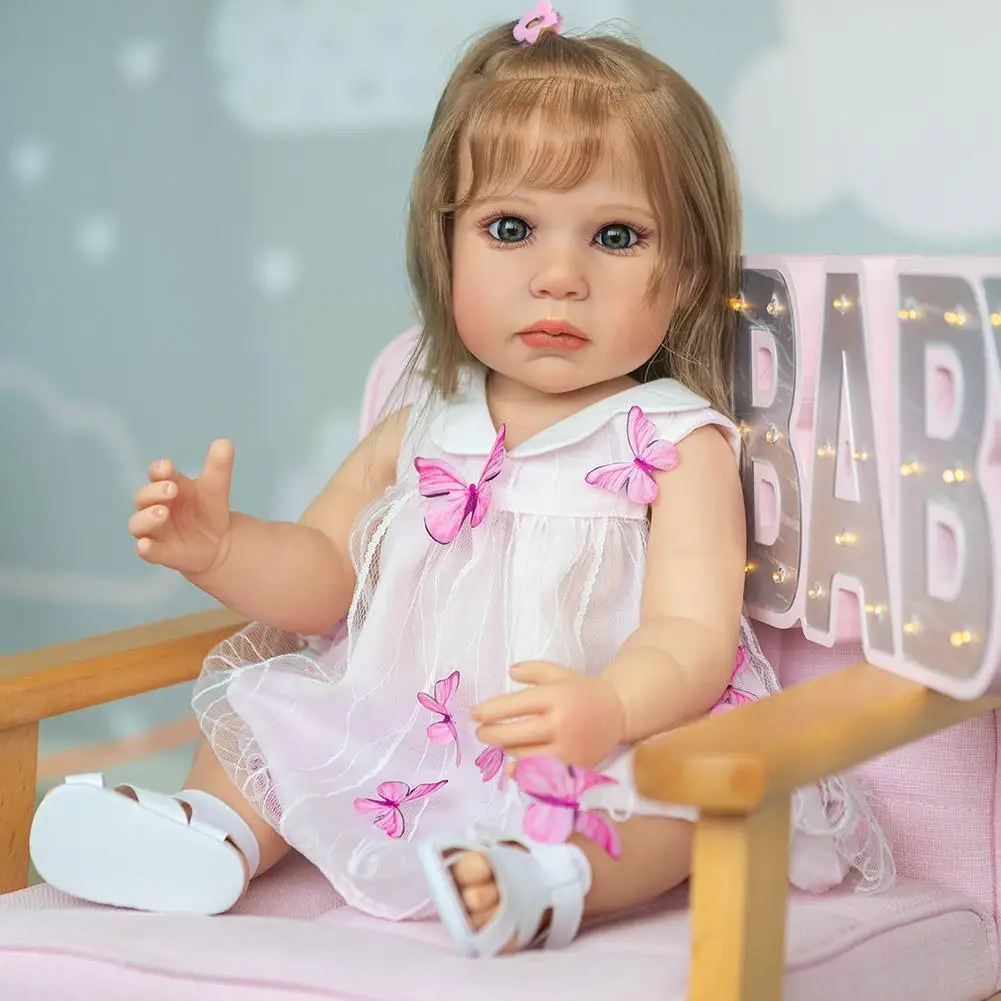 

Новинка, 55 см, полностью закрытый силиконовый мягкий Реборн, принцесса, девушка, водонепроницаемая мягкая игрушка с рисунком для ванной, дет...