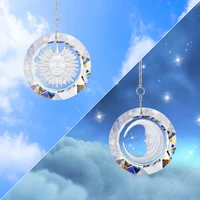 hd set 245mm hanging crystals suncatcher round prisms pendant rainbow maker for home window car decor gifts moon and sun