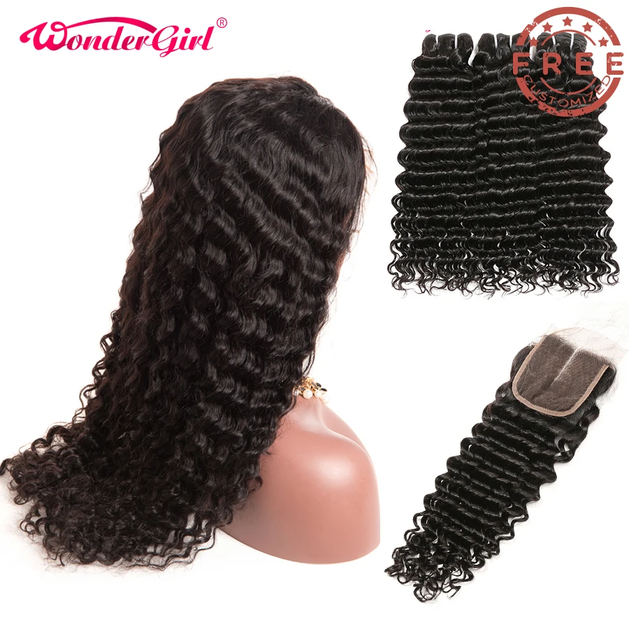 Бесплатно индивидуальный парик с глубокой волной на сетке 4x4 плотность 300