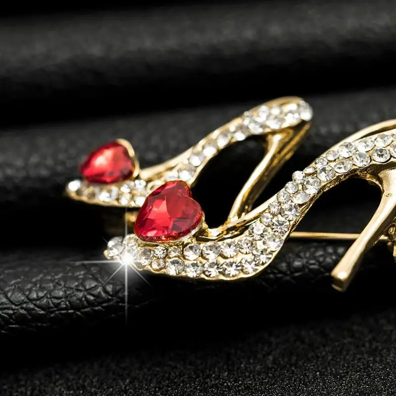 Обувь с кристаллами на высоком каблуке сердечком Элегантная Брошь-булавка