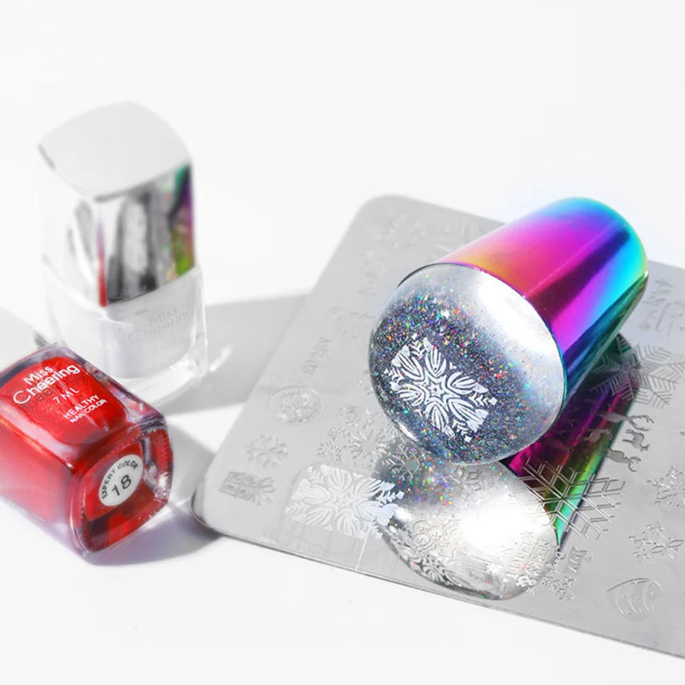 

1/2PCS Colorful Nail Art Decoration Seal Stamp Transparent Silicone Template Seal Stamp with Cover DIY Nail Art Manicure Tools