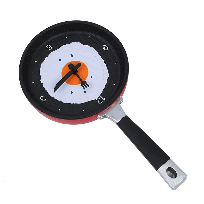 Модная сковорода часы с жареным яйцом Новинка Висячие кухонные кафе настенные