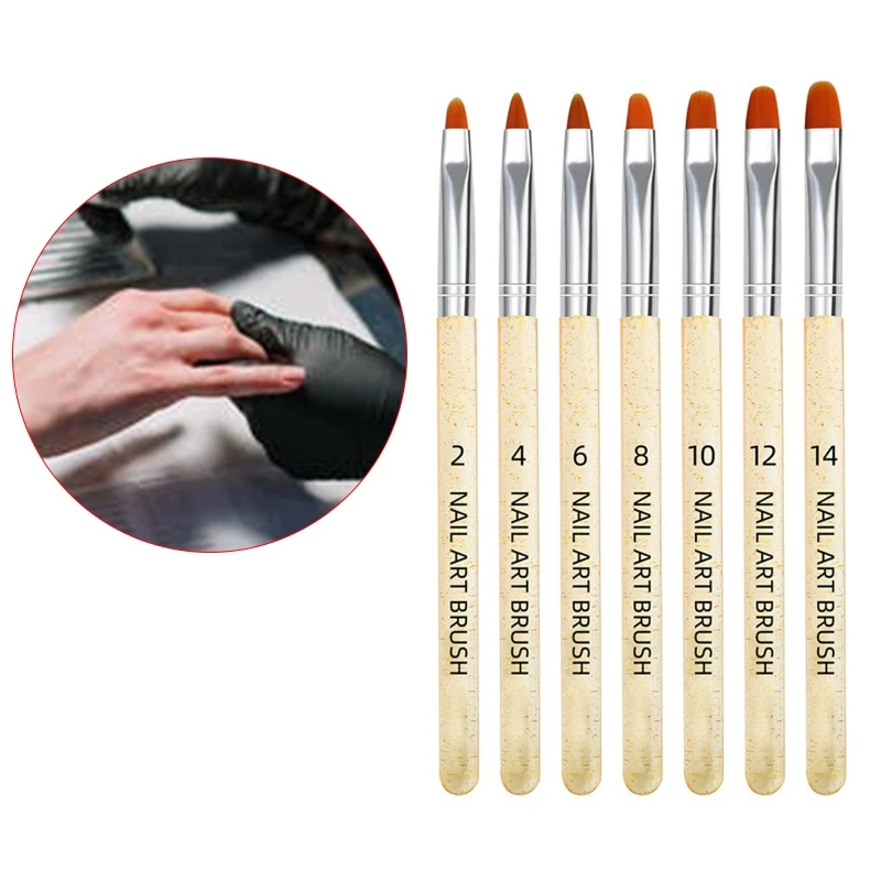 

7Pcs/Set Manicure UV Gel Brush Nails Polish Brushes Design French Tips See-Through Acrylic Nail Art Builder Pen Tools