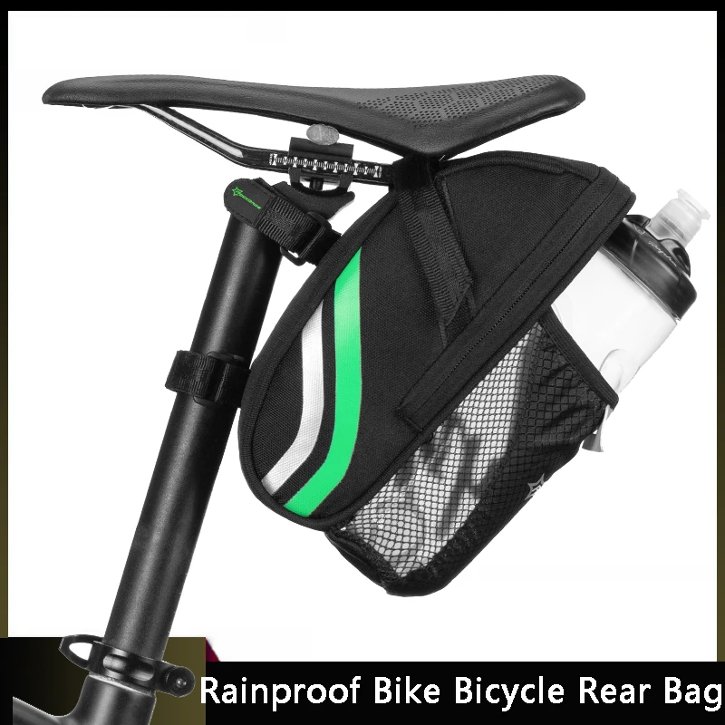 

Rainproof Bike Bicycle Rear Bag With Water Bottle Pocket Bicycle Tail Seat Saddle Bag Reflective Pouch Bike Accessories