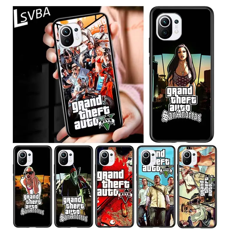 

Grand Theft Auto GTA for Xiaomi Mi 11 10T Note 10 Ultra 5G 9 9T SE 8 A3 A2 A1 6X Pro Play F1 Lite 5G Black Phone Case