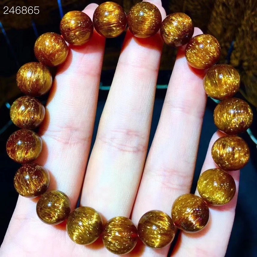 Оригинальные круглые бусины из натуральной меди и рутилированного кварца 10 5 мм