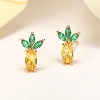 trendy geometric crystal stud earring women classic pineapple cute earrings female fashion earrings for teen female jewelry gift