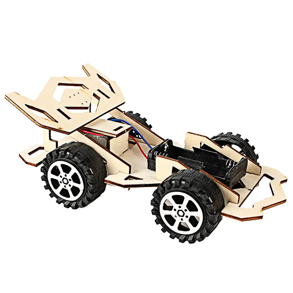Electric Wooden Assembly Racing Car Science &amp Technology Inventions Scientific Experimental Diy Toys For Children Education Gift |
