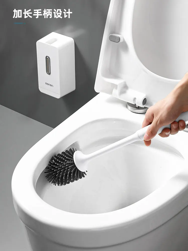 

Home White Toilet Brush Nordic Silicone Wc Cleaning Bathroom Toilet Brush Artifact Wall Mounted Wc Borstel Household Items DH50M