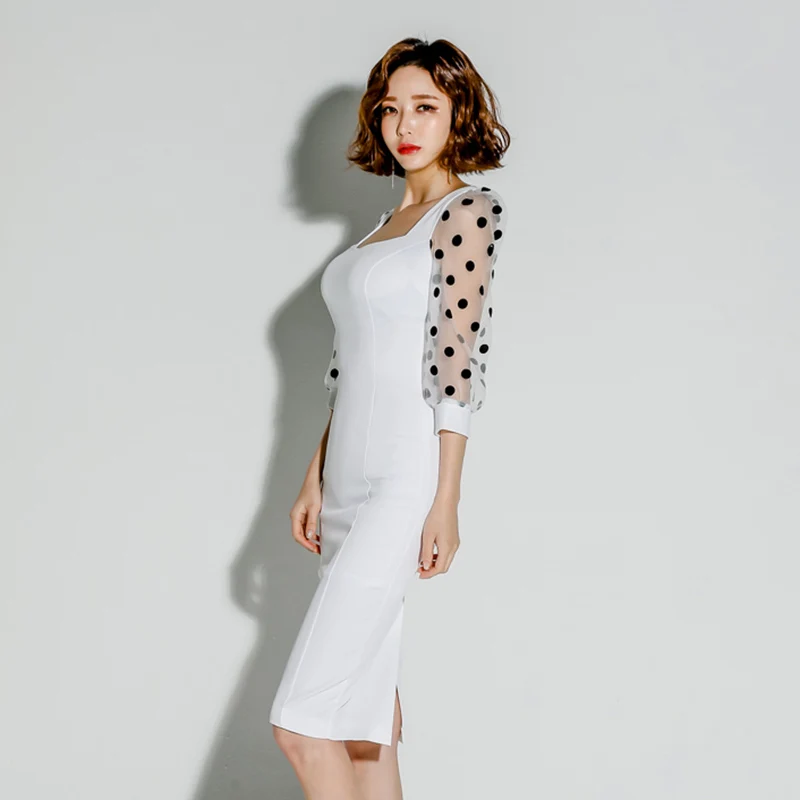 Новое весенне Летнее белое женское платье Vestidos офисное элегантное сексуальное